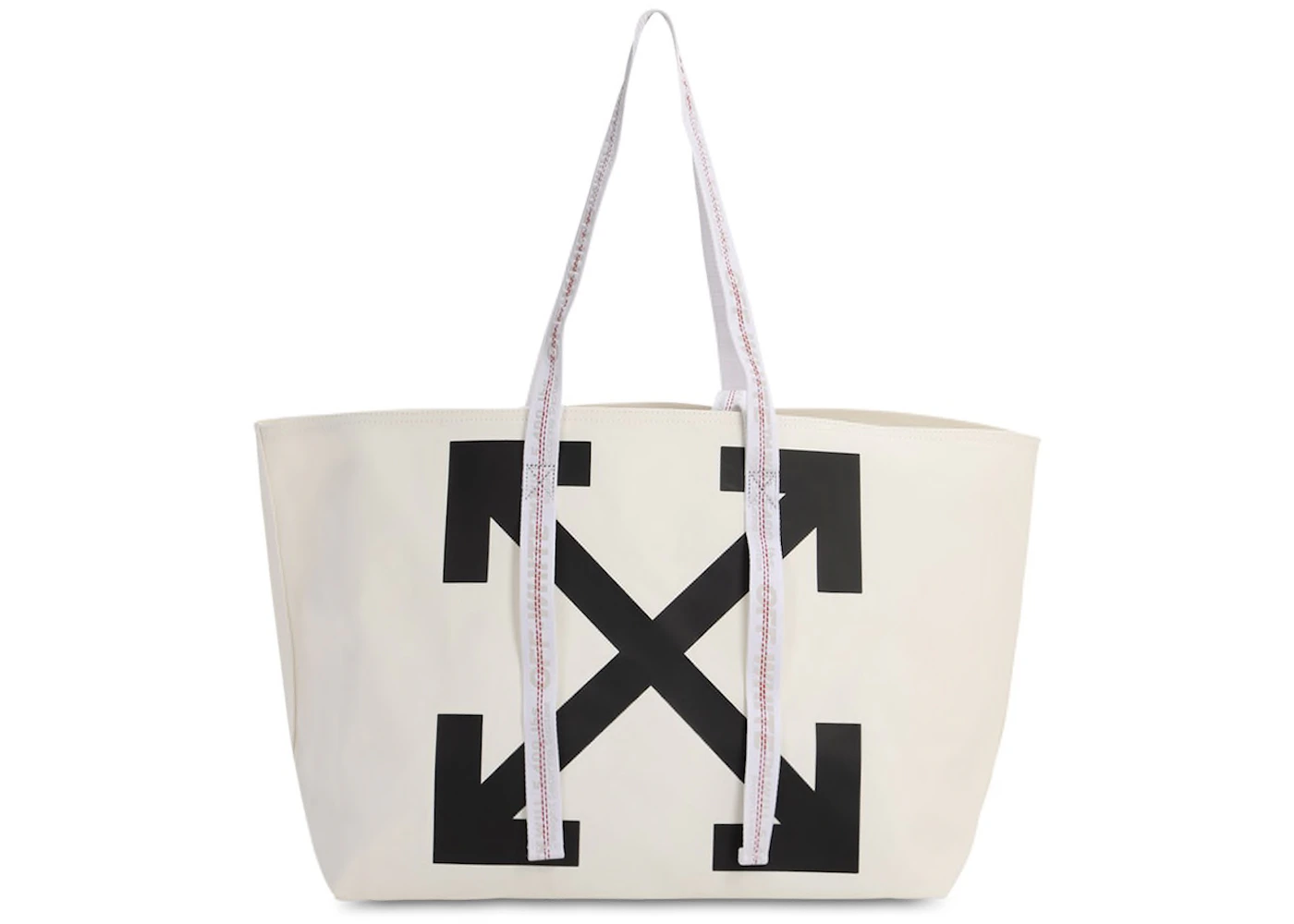 Off White Logo Tote Canvas White In Canvas With Silver Tone Off White Logo Tote Canvas White In Canvas With Silver Tone