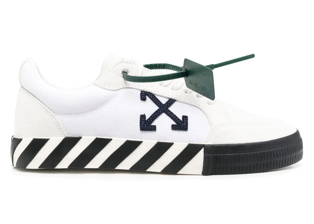 OFF-WHITE Low Vulcanized Canvas Suede White Navy Blue Men's