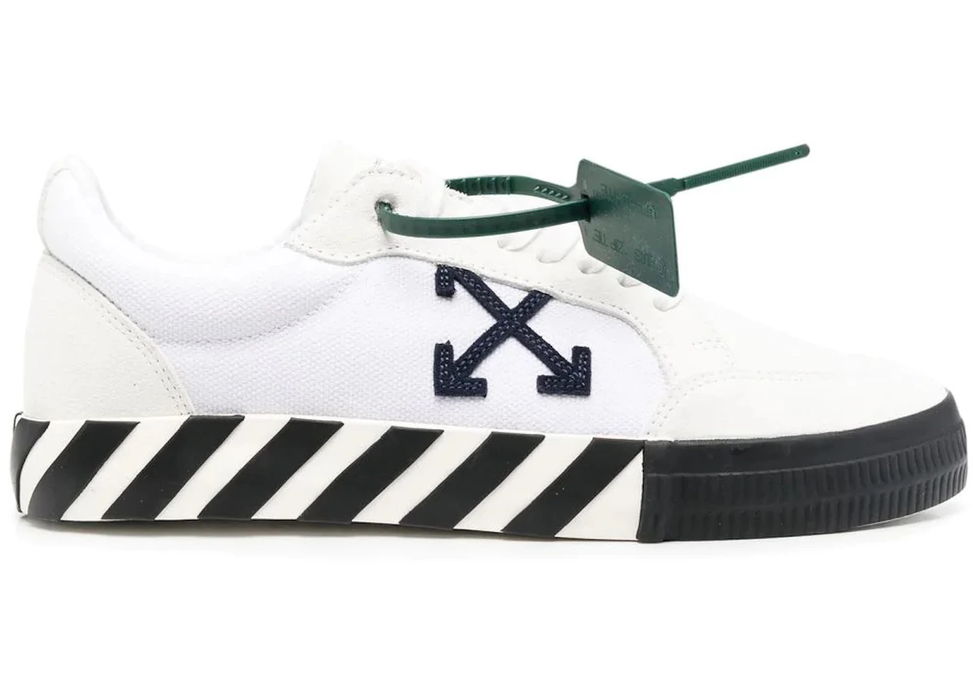 OFF-WHITE Low Vulcanized Canvas Suede White Navy Blue Men's ...
