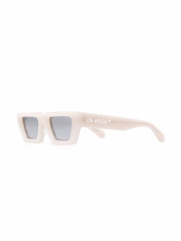 Pre-owned Off-white Manchester Rectangular Frame Sunglasses Beige/silver/white (oeri002y21pla0016172)