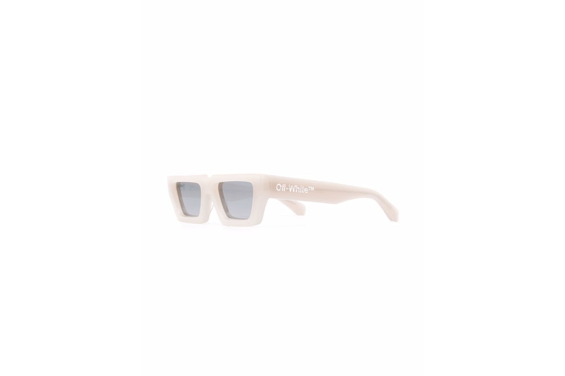 Pre-owned Off-white Manchester Rectangular Frame Sunglasses Beige/silver/white (oeri002y21pla0016172)