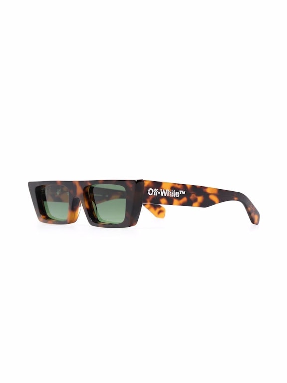 Pre-owned Off-white Marfa Rectangular Frame Sunglasses Brown/green/white (oeri010y21pla0016055)