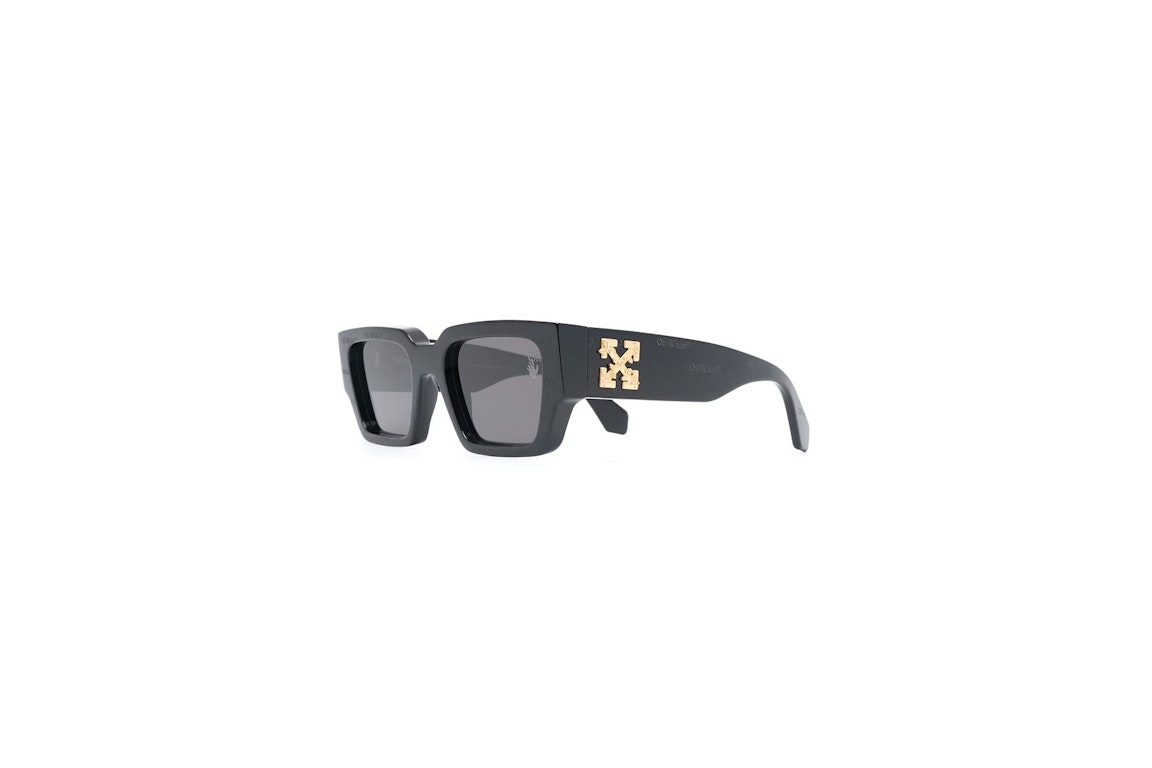 Pre-owned Off-white Mari Rectangular Frame Sunglasses Black/gold (omri010r21pla0011003)