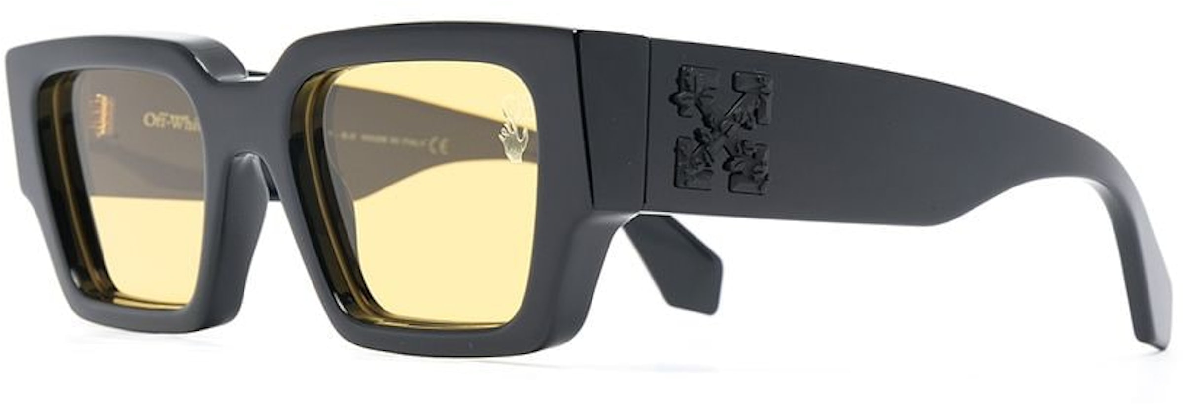 OFF-WHITE Mari Rectangular Frame Sunglasses Black/Yellow  (OMRI010R21PLA0011018) Men's - US