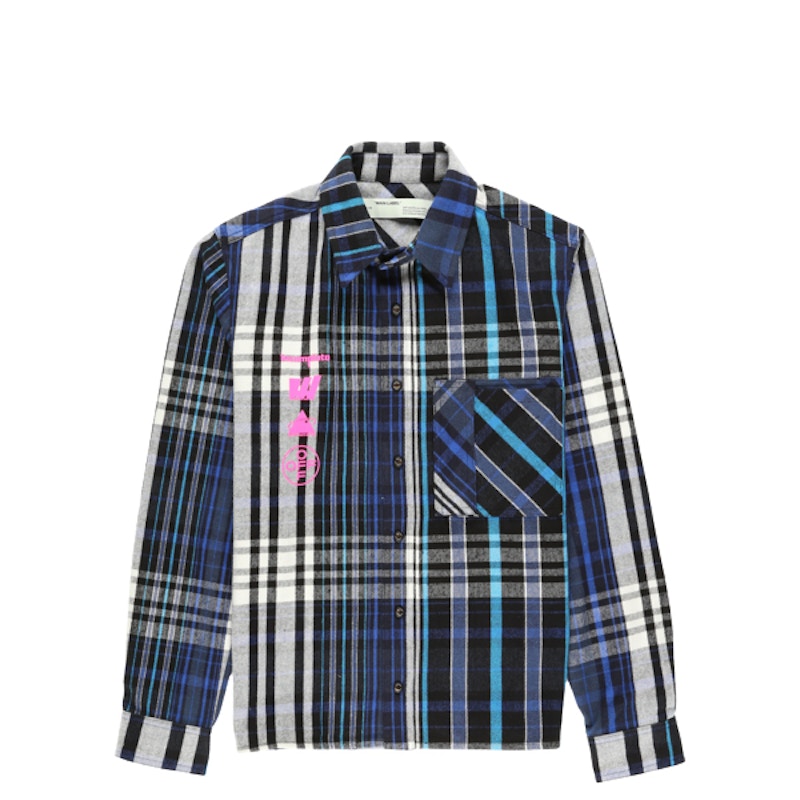 off white flannel shirt blue