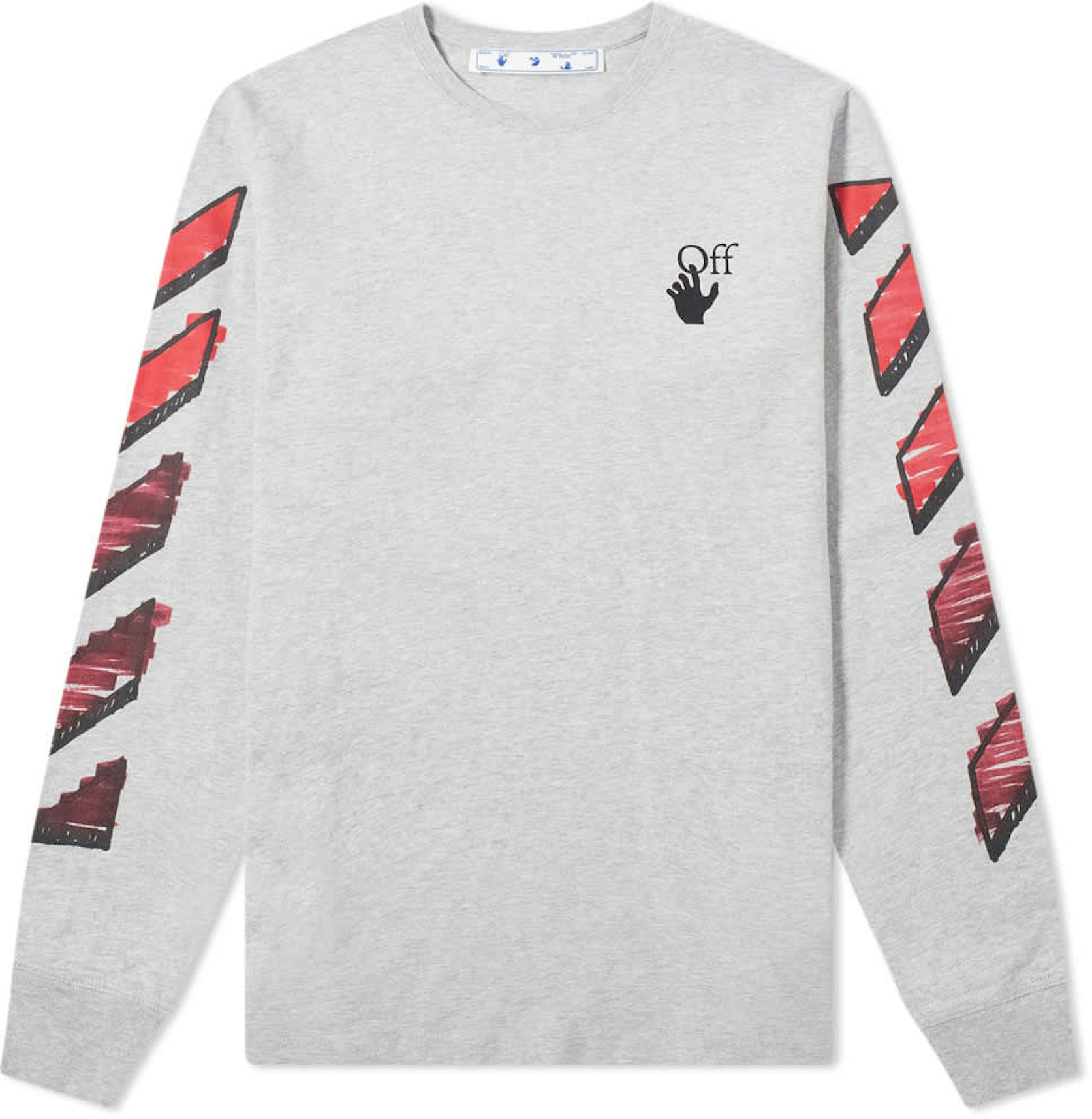 Off-White Marker Arrows Long Sleeve Grey Red - SS21 US