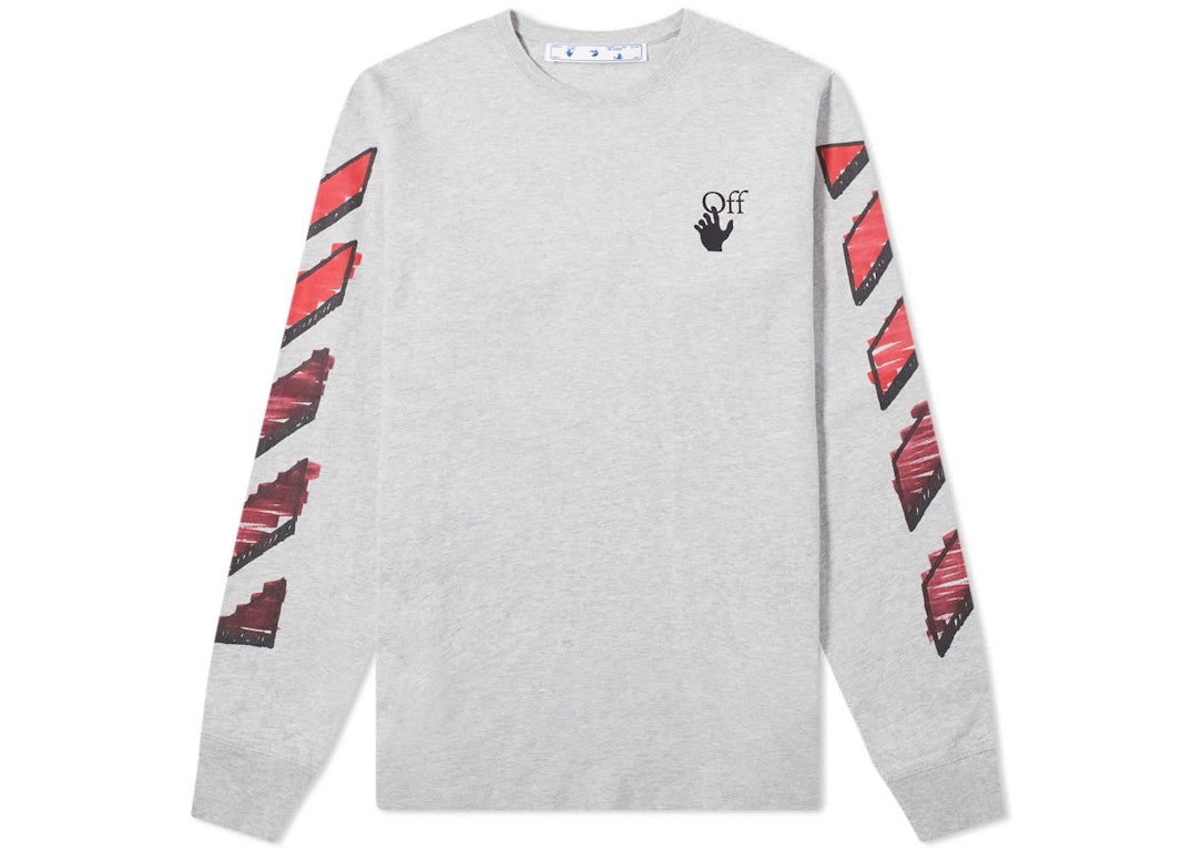 Pre-owned Off-white Marker Arrows Long Sleeve T-shirt Grey Red