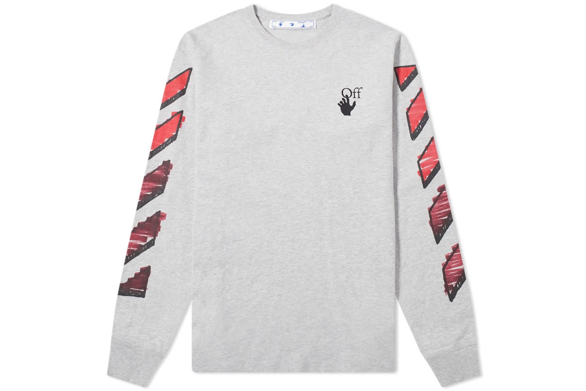 Pre-owned Off-white Marker Arrows Long Sleeve T-shirt Grey Red
