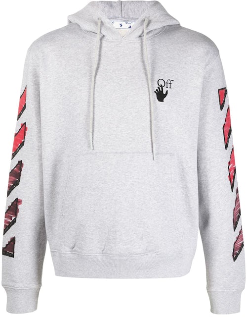 Men\'s OFF-WHITE SS21 Hoodie - US Grey/Red Marker -