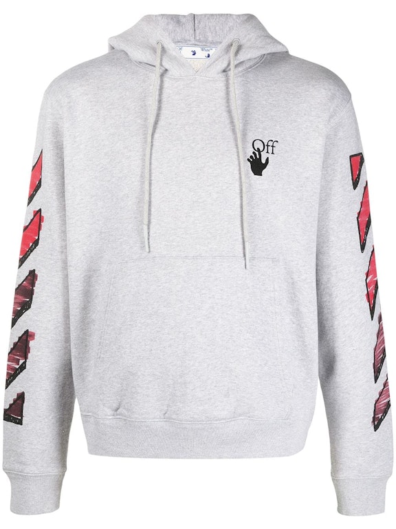 Pre-owned Off-white Marker Hoodie Grey/red