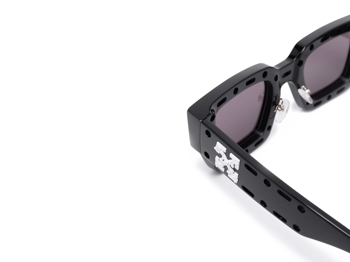 OFF-WHITE Cady Cut-Out Rectangular Frame Sunglasses Black/White/Grey (SS22) (OERI006C99PLA0011007)