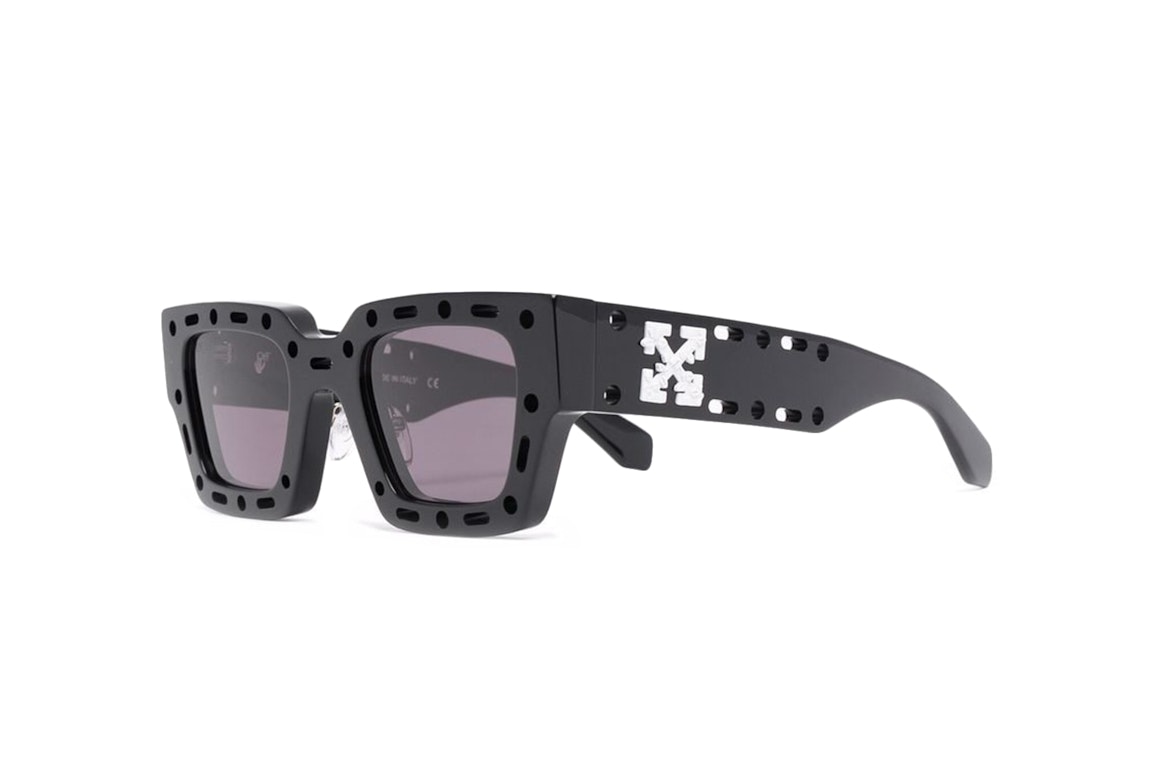 Pre-owned Off-white Mercer Cut-out Square Frame Sunglasses Black/white (oeri026s22pla0011007 Blk)