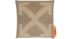 OFF-WHITE Mohair Large Cushion Taupe Beige