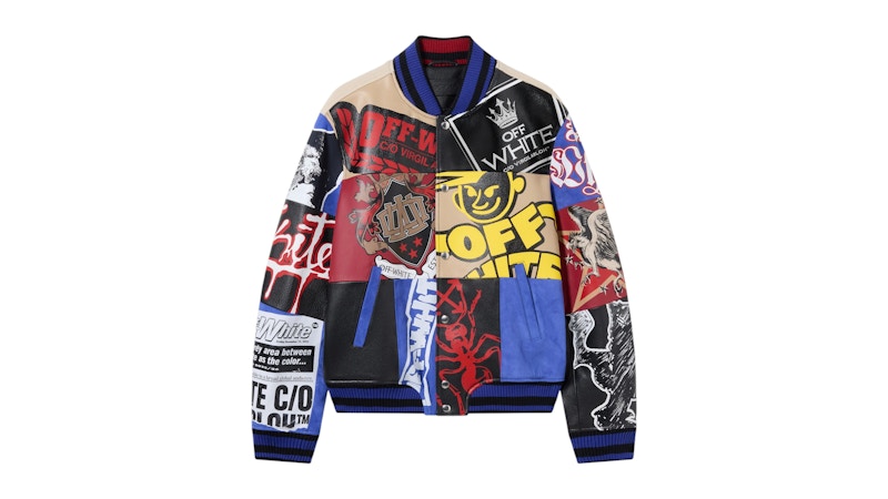 Chaqueta universitaria de lana multiparche OFF-WHITE, multicolor y multicolor
