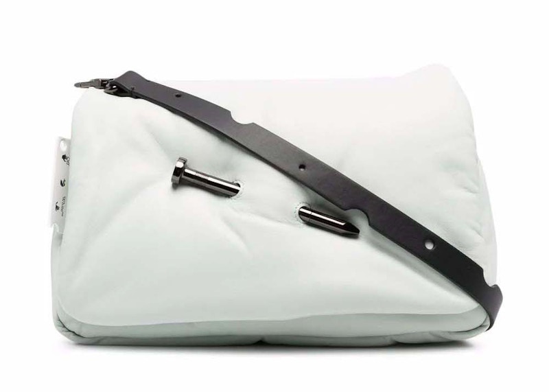 Pre-owned Off-white Women's Off Nailed Slouchy 30 Clutch In White/black
