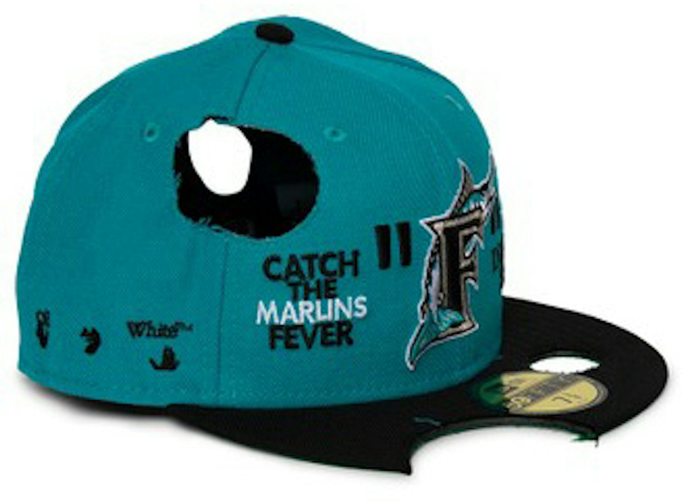 Florida Marlins CHAIN STITCH HEARTS Black Fitted Hat