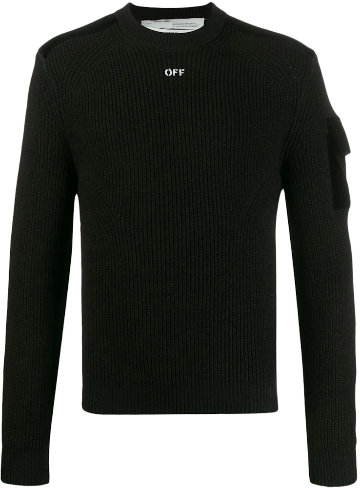 OFF-WHITE OFF Logo Print Military Sweater Black/Black Men's - SS20 - US