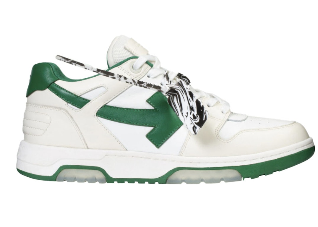 Pre-owned Off-white Out Of Office "ooo" Low Tops White Green 2021 In White/green