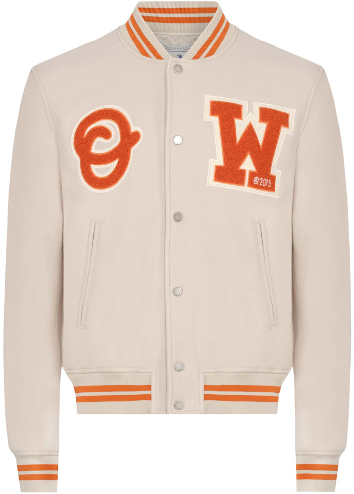 Applique Wool Blend Bomber Jacket in Orange - Off White