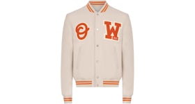 OFF-WHITE OW Logo-Patch Wool Varsity Jacket New Beige/Orange
