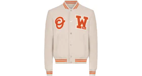 OFF-WHITE OW Logo-Patch Wool Varsity Jacket New Beige/Orange