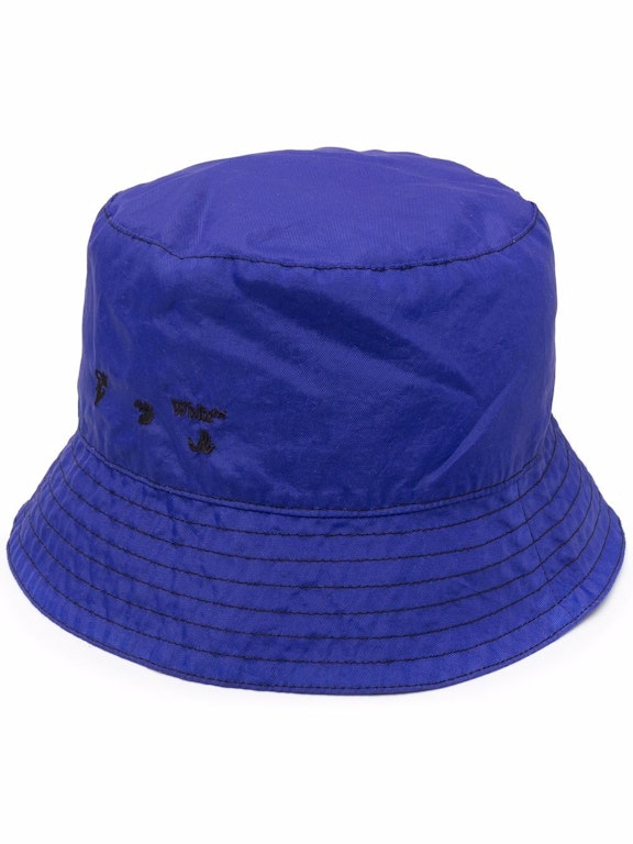 Pre-owned Off-white Ow Polyester Bucket Hat Blue/black