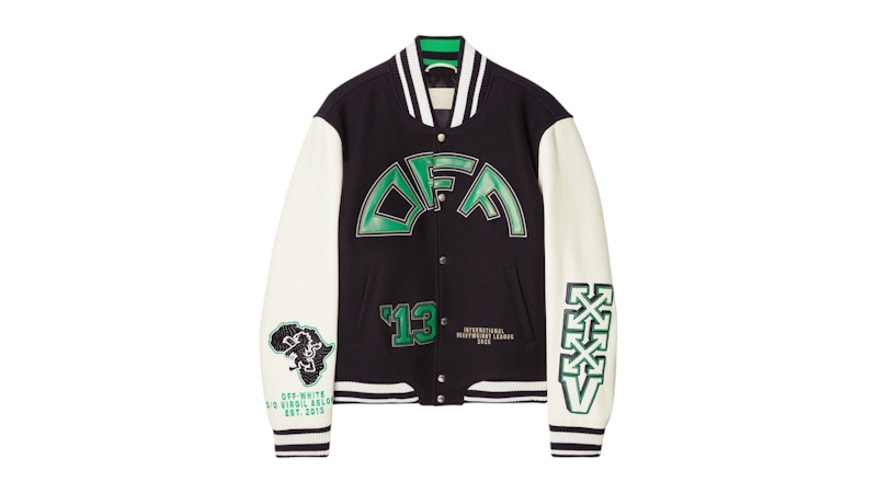 OFF-WHITE Off Croco Lea Wool Varsity Jacket Black