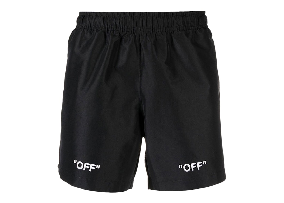 Pre-owned Off-white Off Logo Print Swim Shorts Black