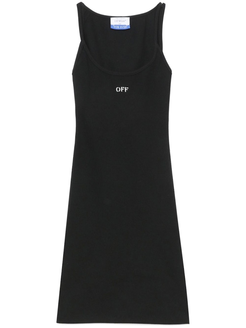 Pre-owned Off-white Women's Off Off Off Stamp Rib Basic Tank Dressin Black/white