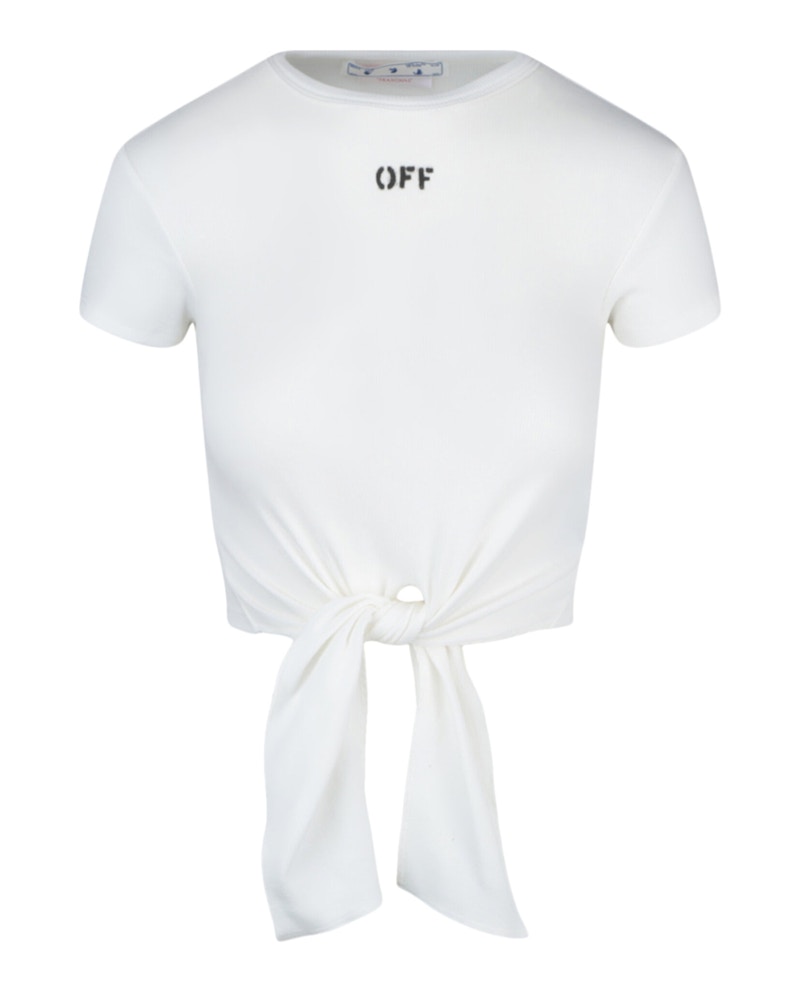 OFF-WHITE Off Stamp Ribbed Knotted Shirt Black