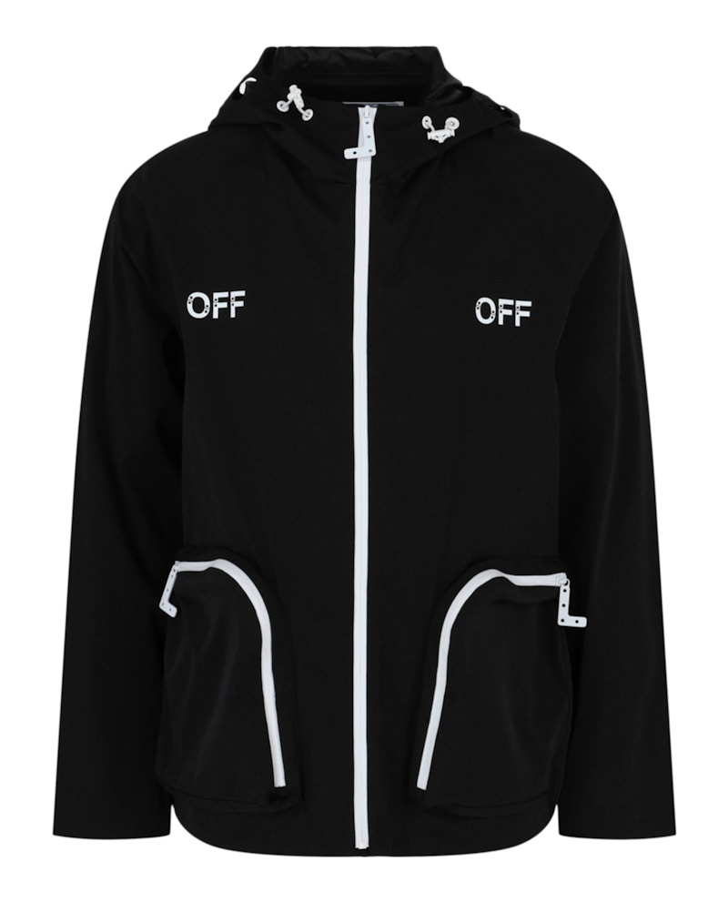 Pre-owned Off-white Men's Offwhite Off Stampe Minimal Windbreaker Jacket In Black