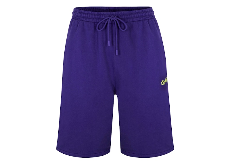 Pre-owned Off-white Men's Offwhite Opposite Arrow Skate Sweatshort In Purple/lime