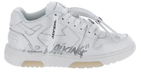 OFF-WHITE Out Of Office OOO "For Walking" Low Tops Distressed White White (Women's)