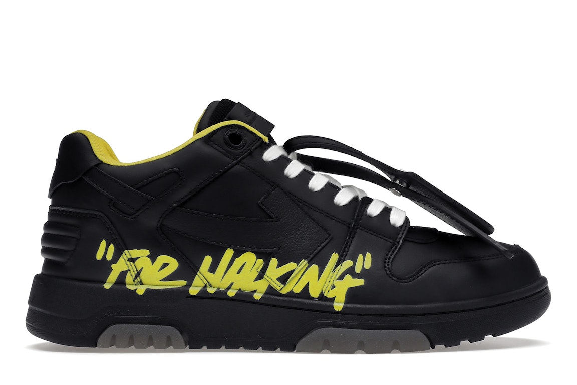 Pre-owned Off-white Out Of Office "ooo" Low Tops For Walking Black Yellow In Black/yellow