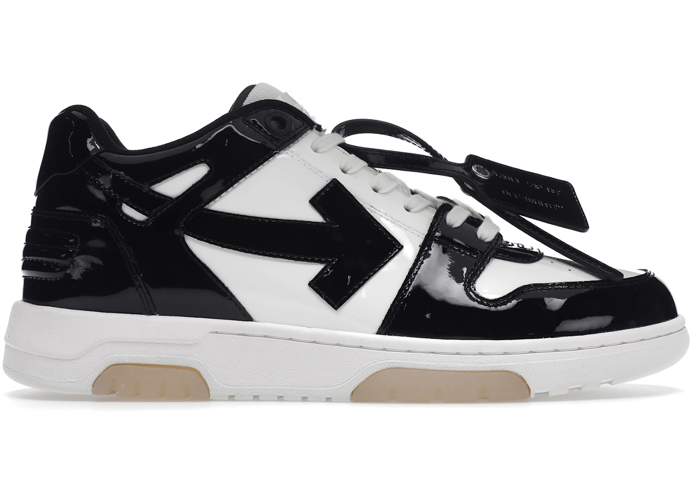 OFF-WHITE Out Of Office OOO Low Tops en charol blanco y negro