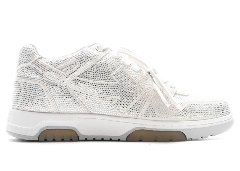 OFF-WHITE Out Of Office OOO Low Tops Silver Strass Men's
