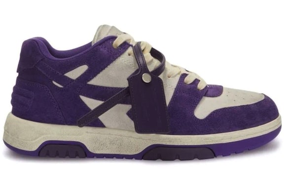 OFF-WHITE Out Of Office OOO Low Tops Vintage Suede Destressed Purple