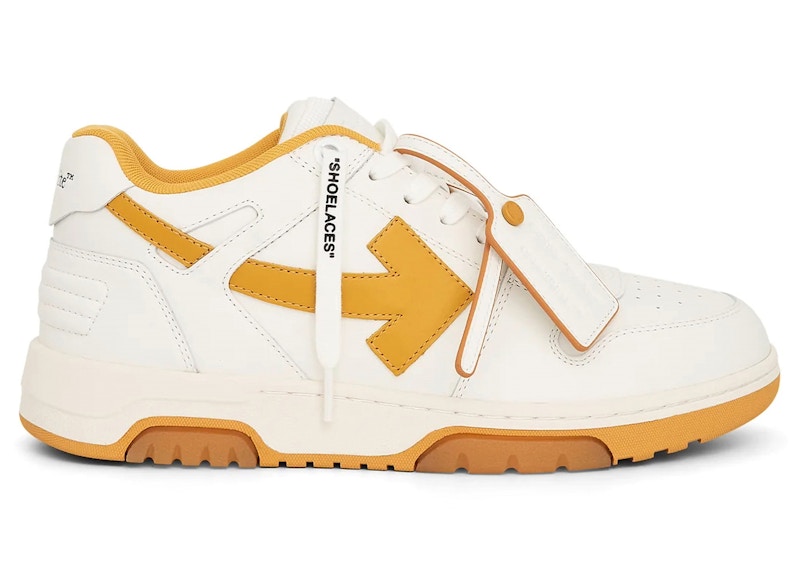 OFF-WHITE Out Of Office OOO Low Tops White Ocher Yellow Men's