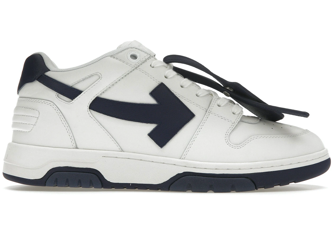 OFF-WHITE Out Of Office OOO Low Tops White White Navy Blue Men's ...