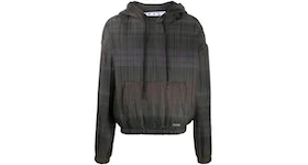 OFF-WHITE Oversize Fit Horizontal-Stripe Pleated Hoodie Brown
