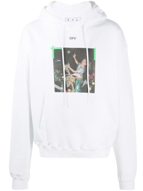 OFF-WHITE Oversize Fit Pascal Arrow Hoodie White/Green Men's