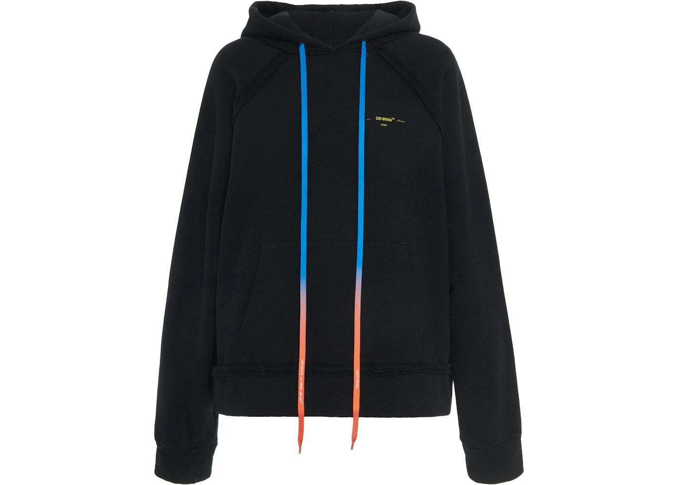 Off White Oversized Acrylic Arrows Hoodie Black Yellow Fw19