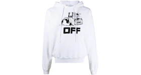 Off-White Oversized Fit World Catepilla Print Hoodie White