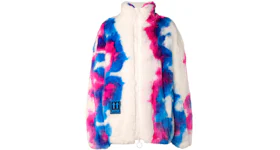 OFF-WHITE Oversized Printed Faux Fur Zip Anorak Coat Blue/White/Red