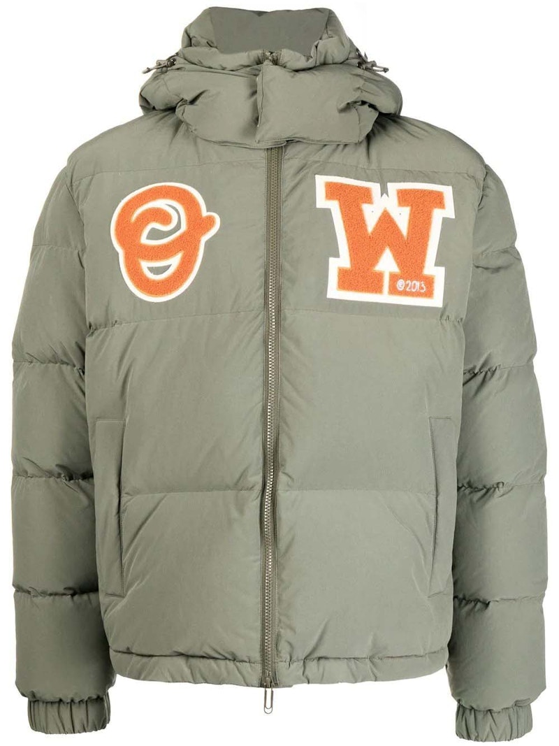 OFF-WHITE Ow Patch Puffer Coat Army Green Men's US