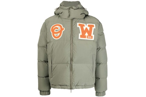 OFF-WHITE Ow Patch Puffer Coat Army Green Men's US