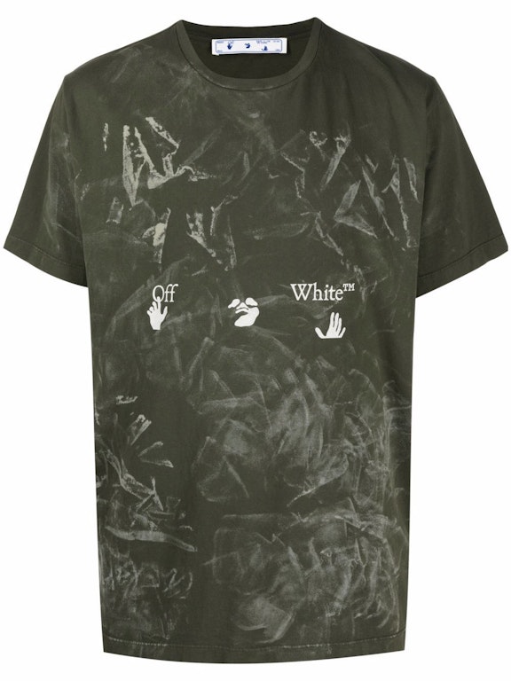 Pre-owned Off-white Paint Effect T-shirt Green/white