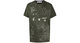 Off-White Paint Effect T-shirt Green/White