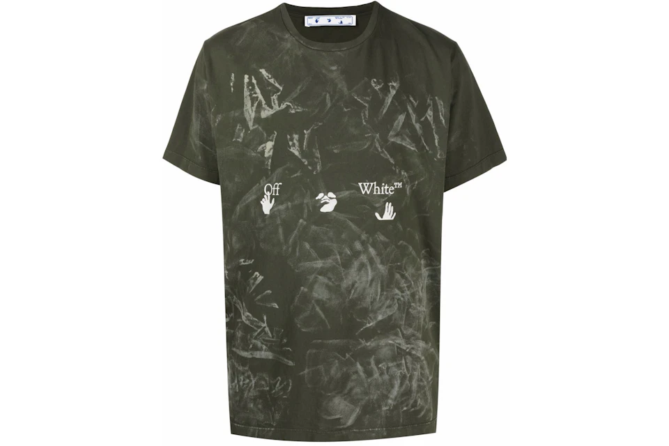 Off-White Paint Effect T-shirt Green/White
