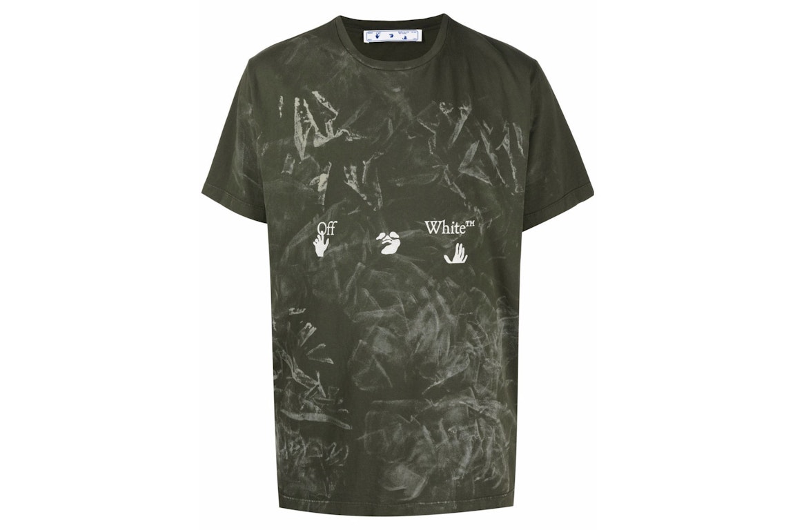 Pre-owned Off-white Paint Effect T-shirt Green/white
